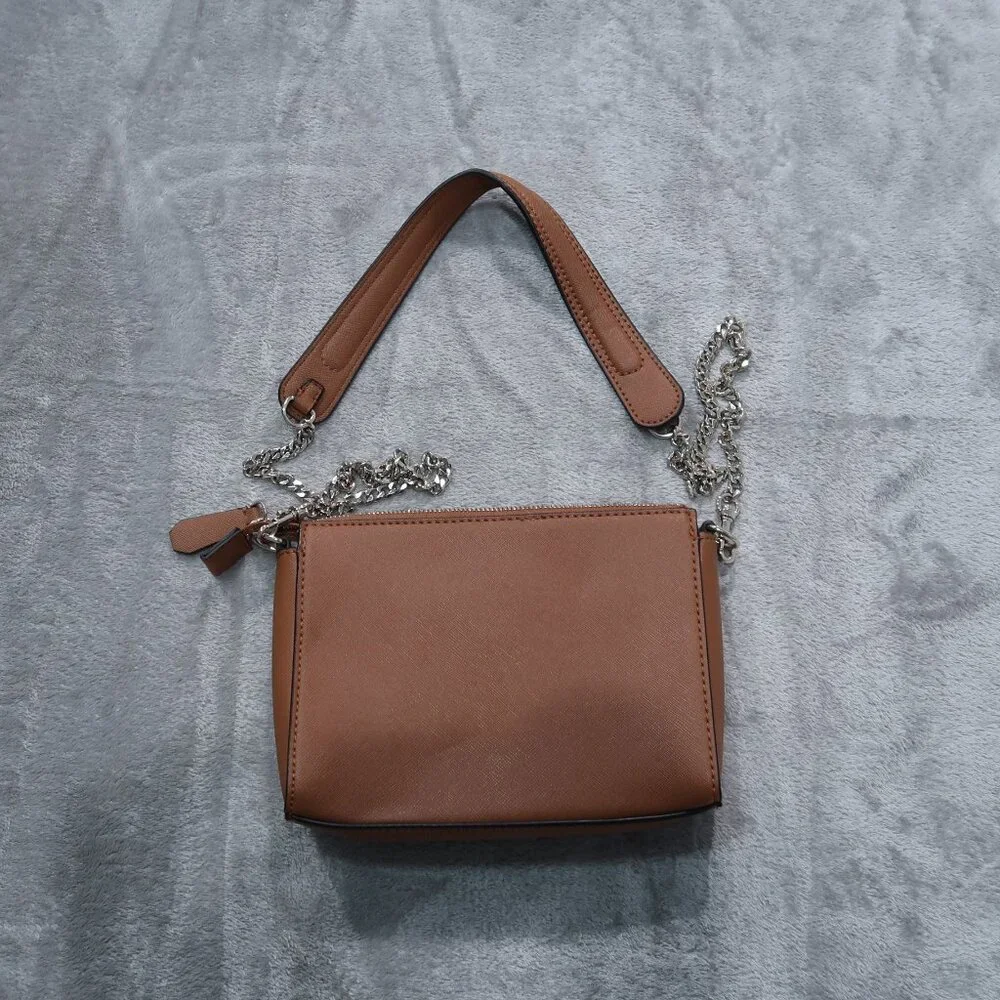 Guess Crossbody Bag Brown Faux Leather Purse with Removable Chain Strap Clutch - Picture 9 of 14